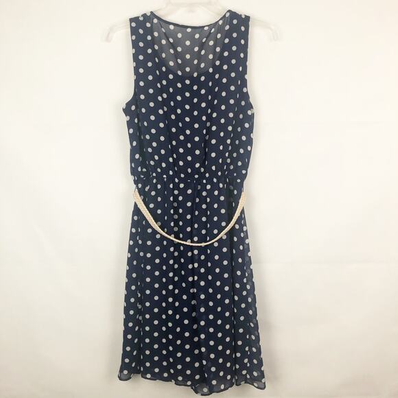 Alyx Sleeveless Polka Dot Blue A Line Dress Size 10 - Picture 7 of 12